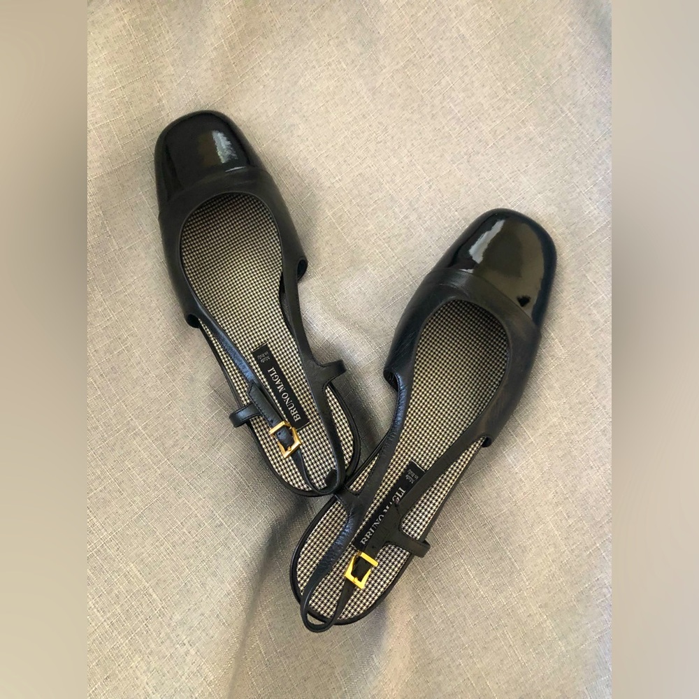 Bruno Magli Black Low Heel with Patent Toe